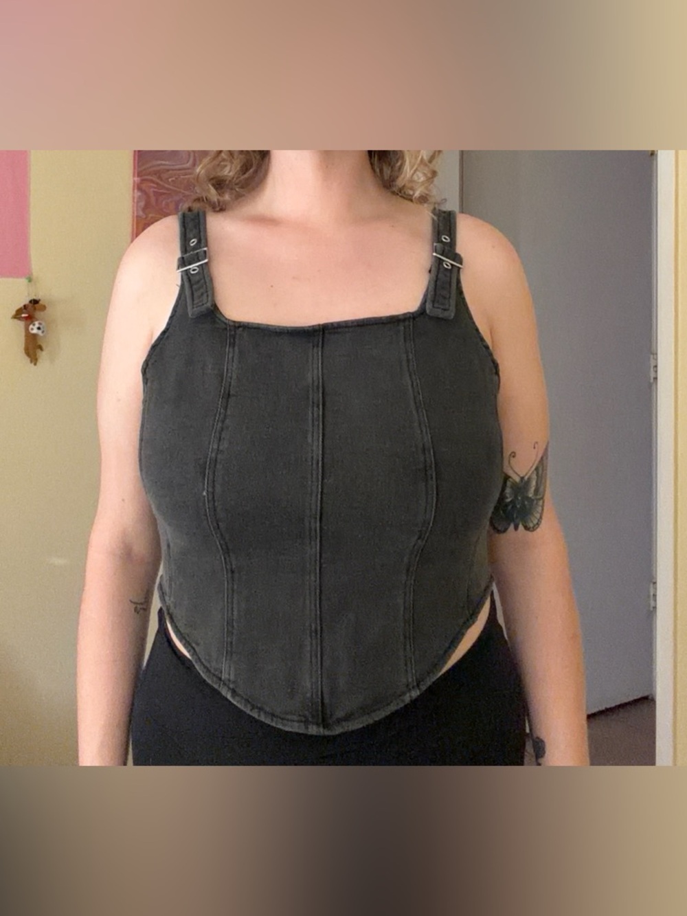 wild fable Black Buckle-Strap Corset-Style Tank